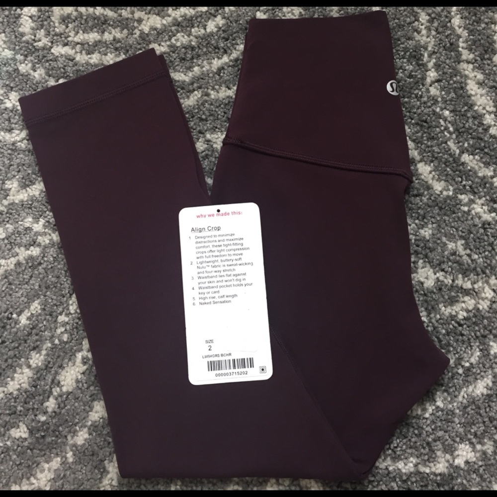 Lululemon Align Crop(19") Black Cherry size 2