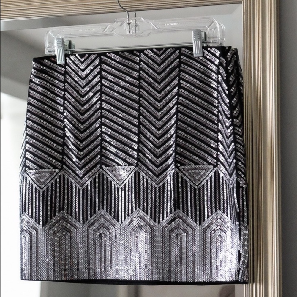 Express Black Sequin Mini Skirt - Medium