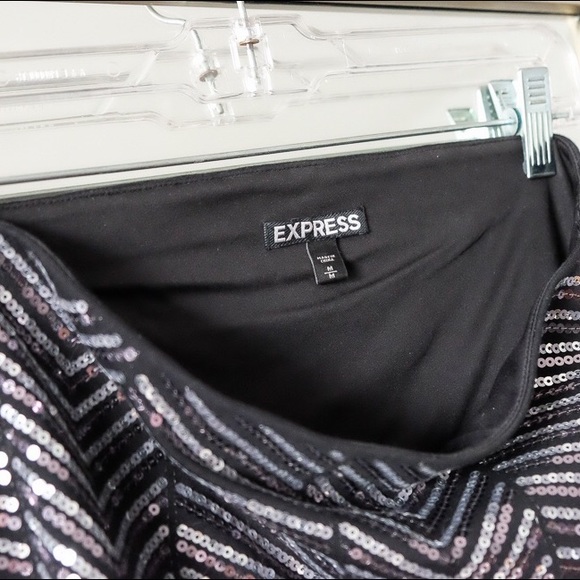 Express Black Sequin Mini Skirt - Medium - Picture 3 of 3