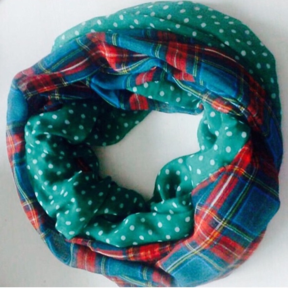 Polka and Plaid Scarf - Picture 1 of 1
