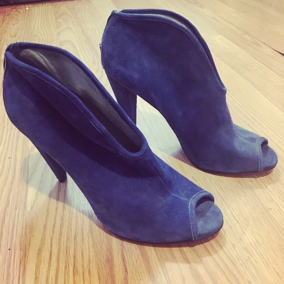 Vince Camuto Shoes - Vince Camuto Blue Suede Peep Toe Pumps