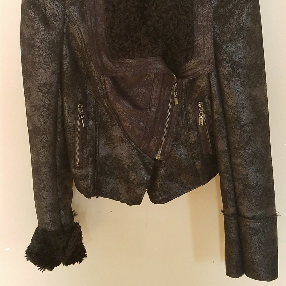 Shearling Aviator Black Jacket - image 5