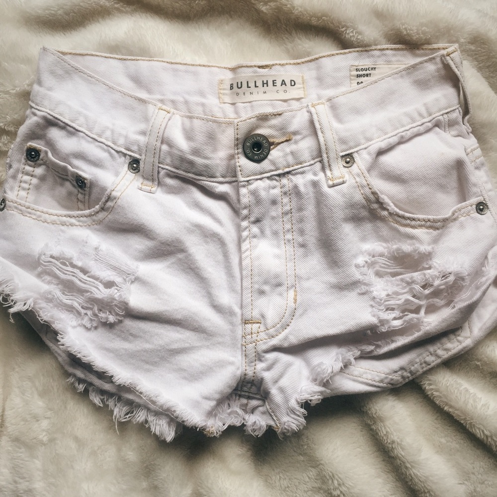 Distressed Bullhead Jean Shorts