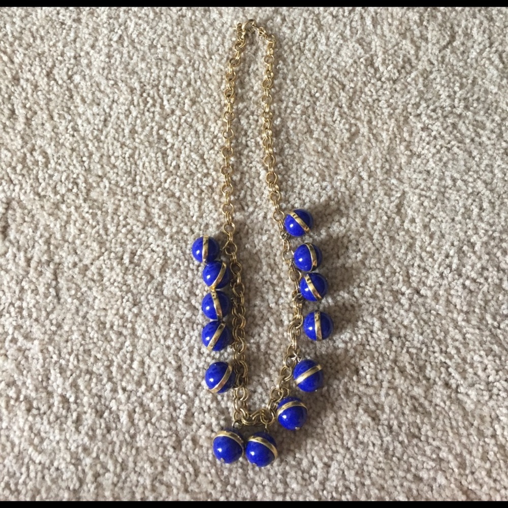 J. Crew Gold and Blue Statement Necklace