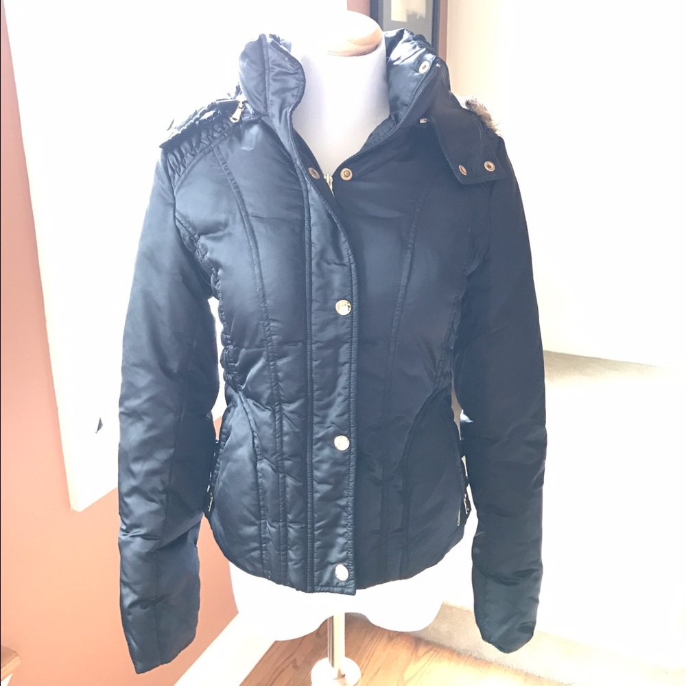 Guess puffy removable hooded jacket