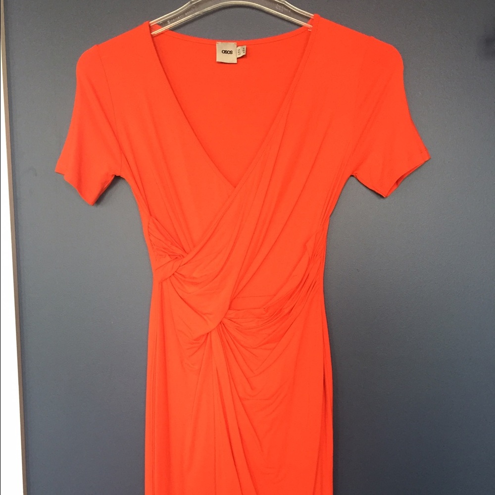 Orange Asos wrap style dress