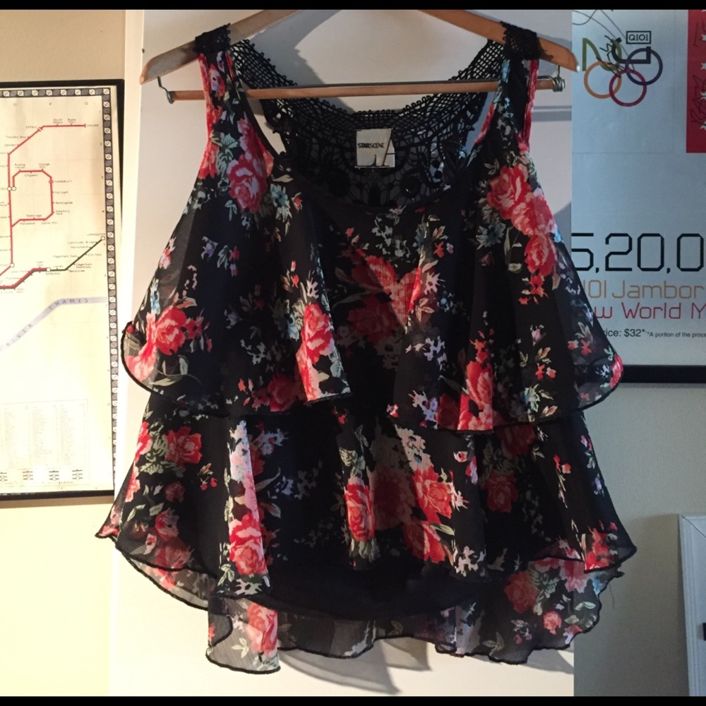 Ruffled Floral Crop Top