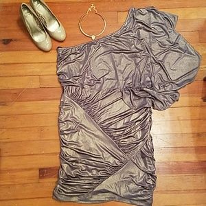 Torrid Gray Sparkle One Shoulder Mini Dress