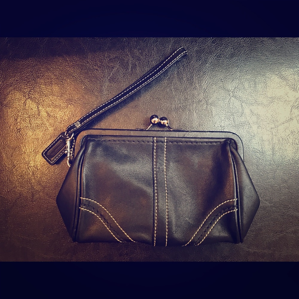 Coach leather clutch wristlet