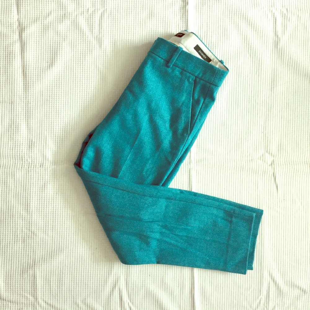 J.Crew skinny wool turquoise capri pants