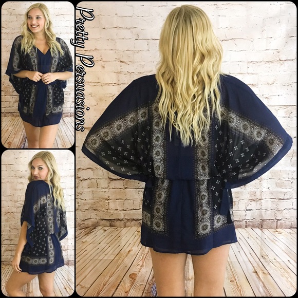 NWT Free People Printed Kimono Mini Dress - Picture 4 of 7