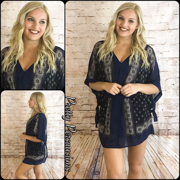 NWT Free People Printed Kimono Mini Dress - Picture 6 of 7