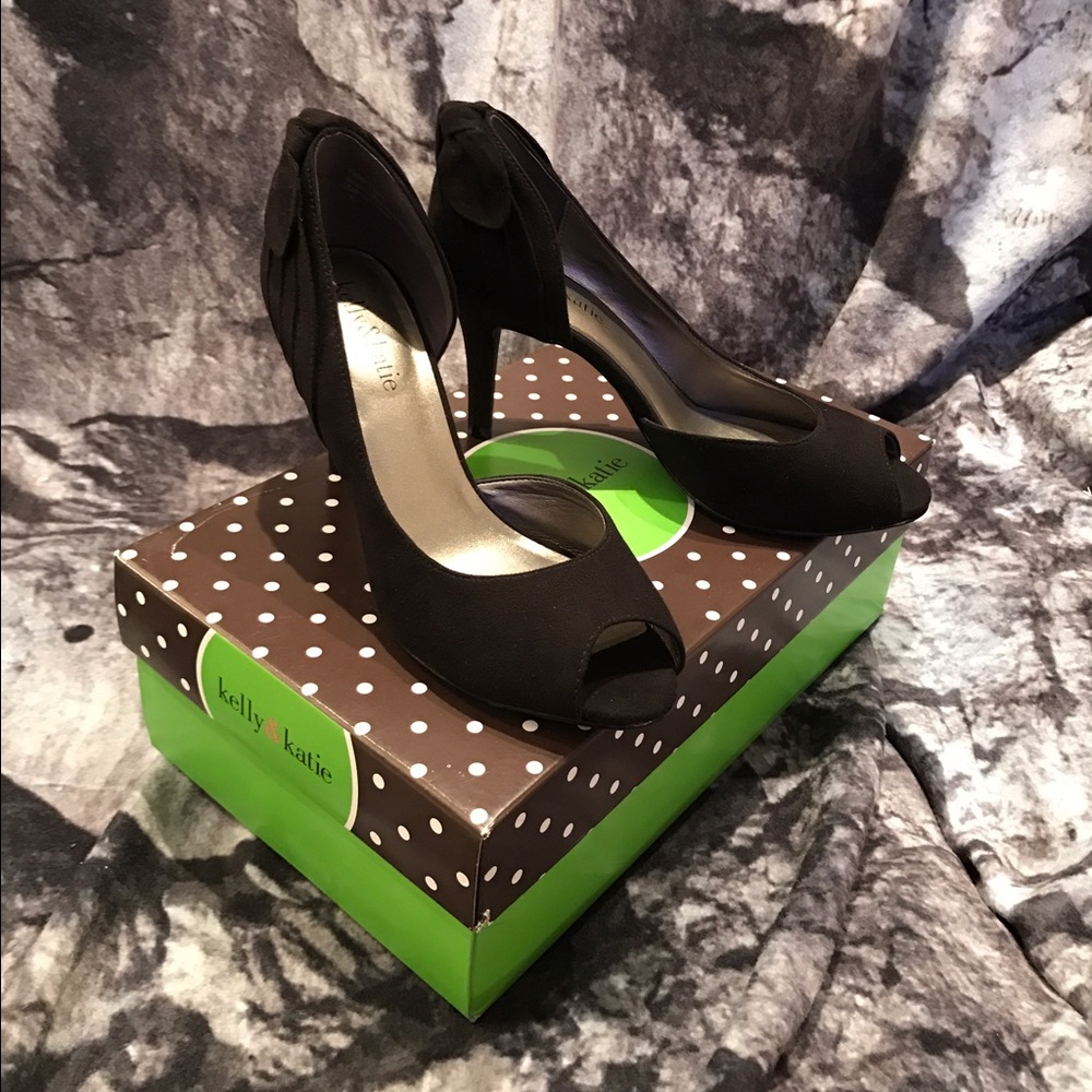 Black Bow Peep Toe Heels by Kelly & Katie NWT NIB