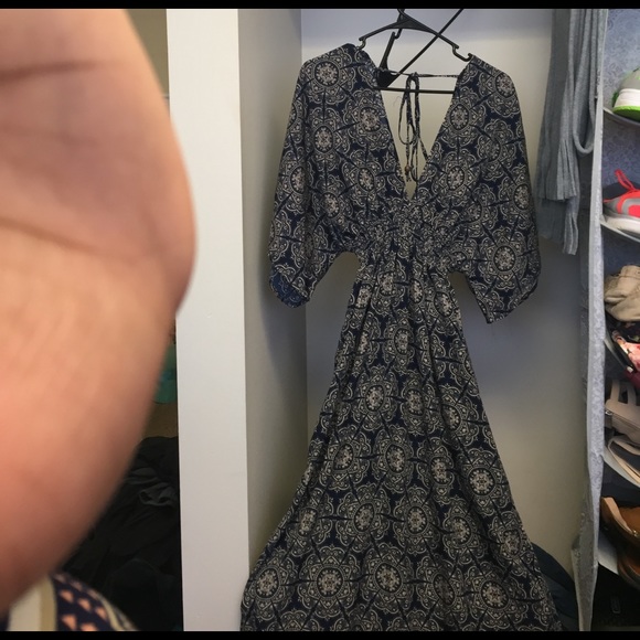 Blue and Tan printed rue21 maxi dress - Picture 1 of 3