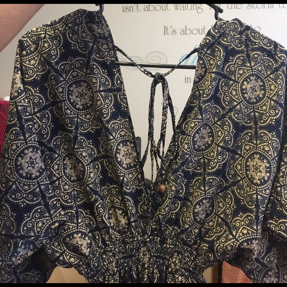 Blue and Tan printed rue21 maxi dress - Picture 3 of 3