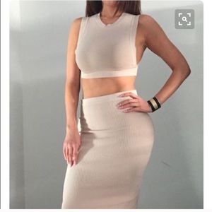 Two piece beige knit tan color set