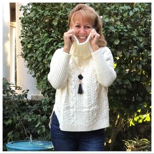 Creamy White Long Sleeve Turtleneck Sweater