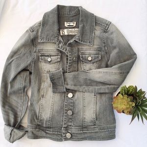 Grey distressed denim jacket