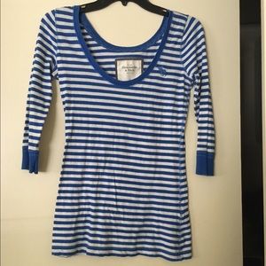 3/4 length blue and white stripes