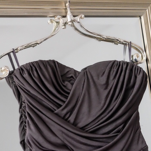 Express Metallic Gray Ruched Mini Dress - Picture 3 of 5