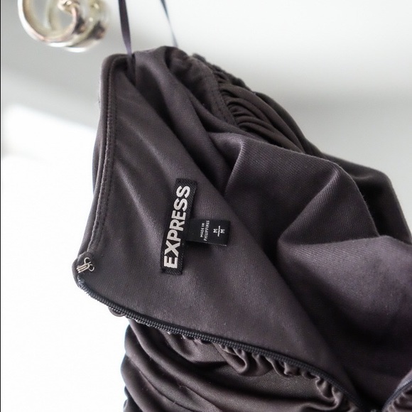 Express Metallic Gray Ruched Mini Dress - Picture 4 of 5