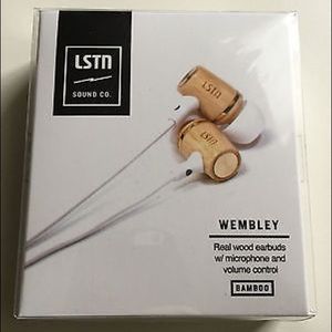 LSTN Wembley Earbuds Real Bamboo Wood New