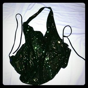 Charlotte Russe green sequin sexy halter!