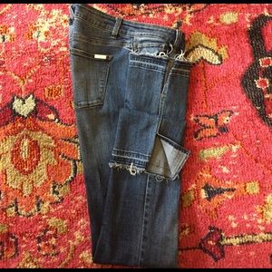 WhiteHouseBlackMarket split, unfinished cuff jeans