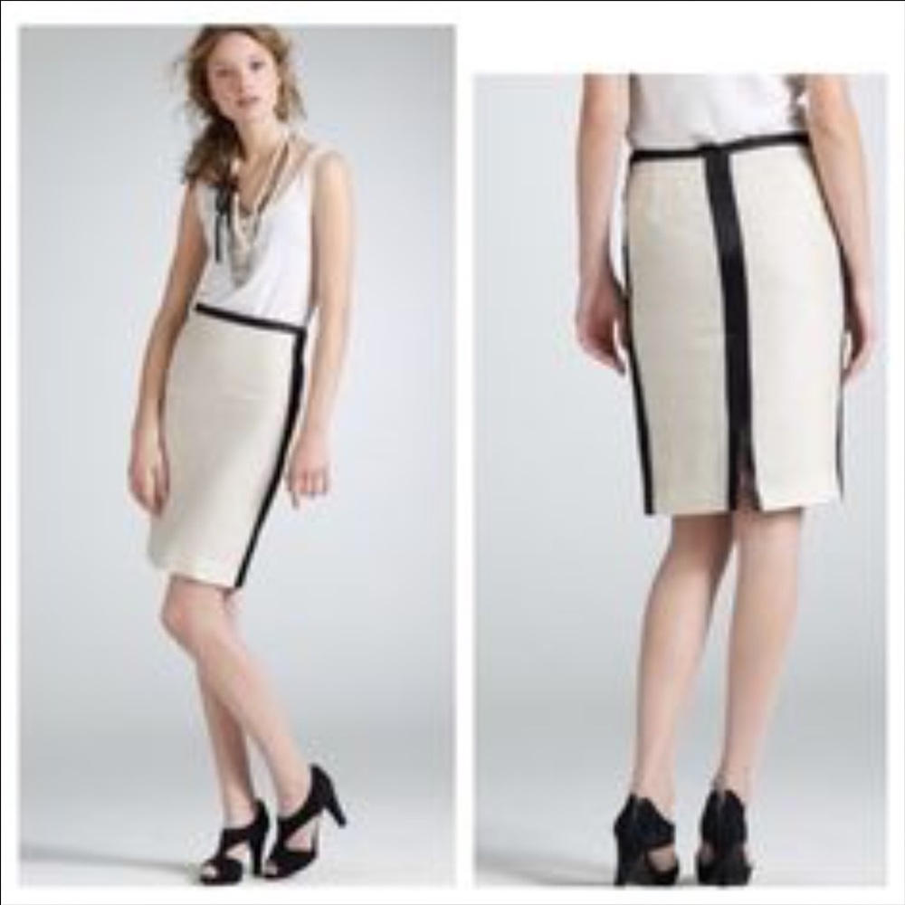 J Crew Black satin pencil skirt