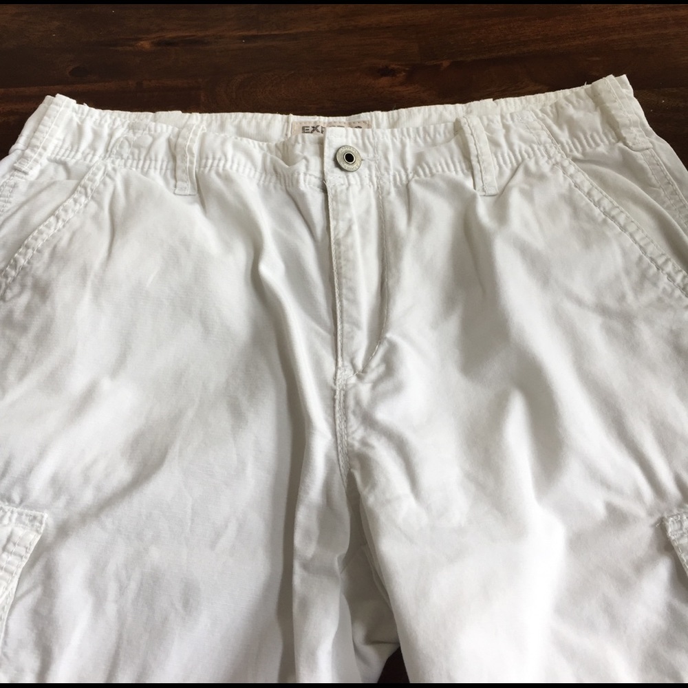 Express White Cargo Shorts Size 33
