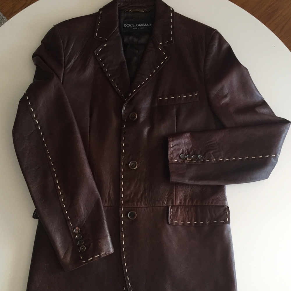 Dolce&Gabbana custom men's brown leather jacket.