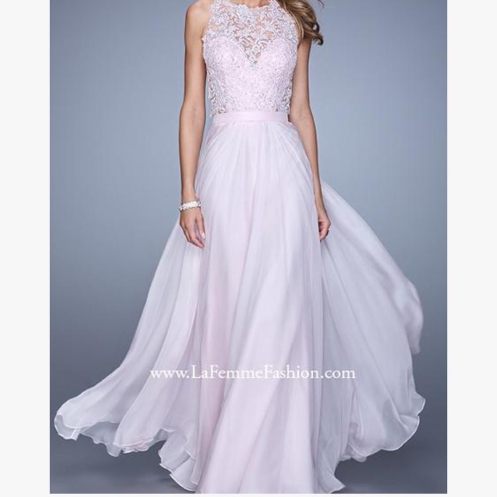 La Femme backless pink dress