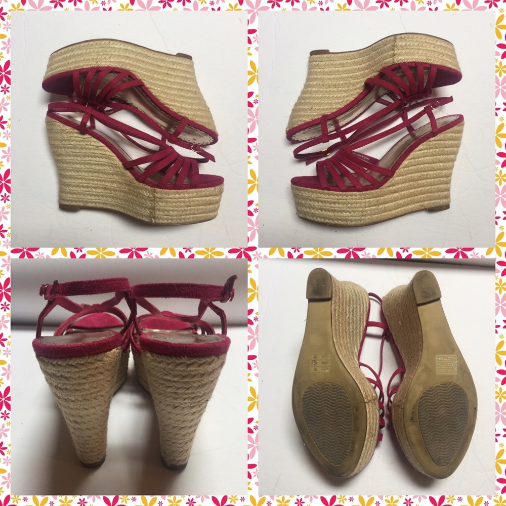 Lulu Townsend fushia platform wedge sandals