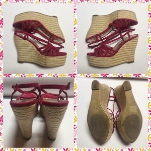 Lulu Townsend fushia platform wedge sandals