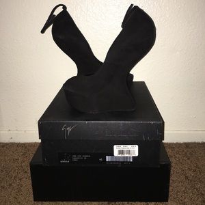 Giuseppe Zanotti Black Suede No Heel Platform