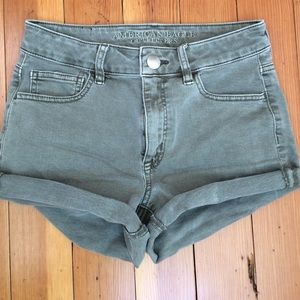 american eagle greenish jean shorts lightly used
