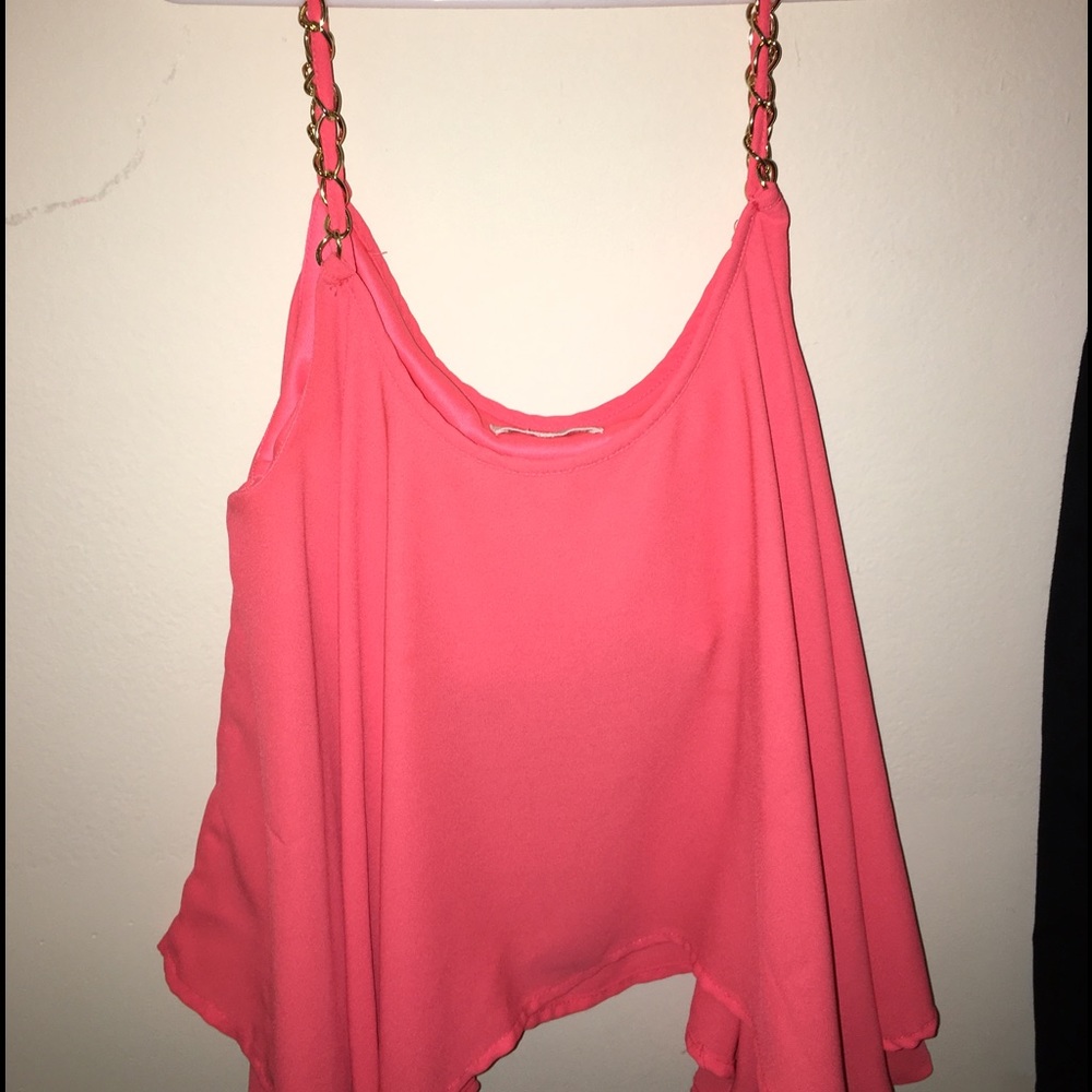 Salmon colored top with chain straps