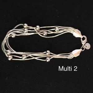 925 Sterling Silver Multi Strand Bracelet w/Beads