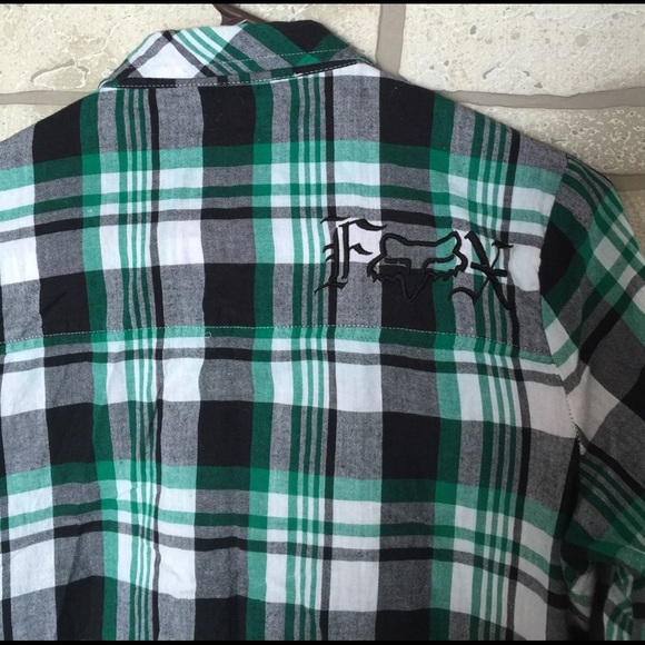 Fox double pocket button-down plaid ladies blouse - Picture 3 of 3