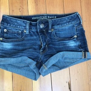 american eagle dark wash jean shorts