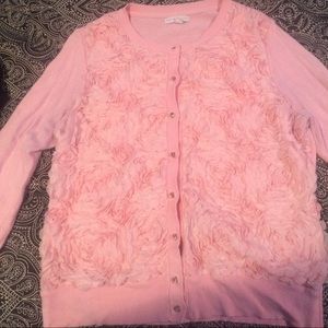 3/4 sleeve pink cardigan.