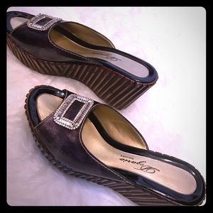 Brown /bronze wedge sandals size 9