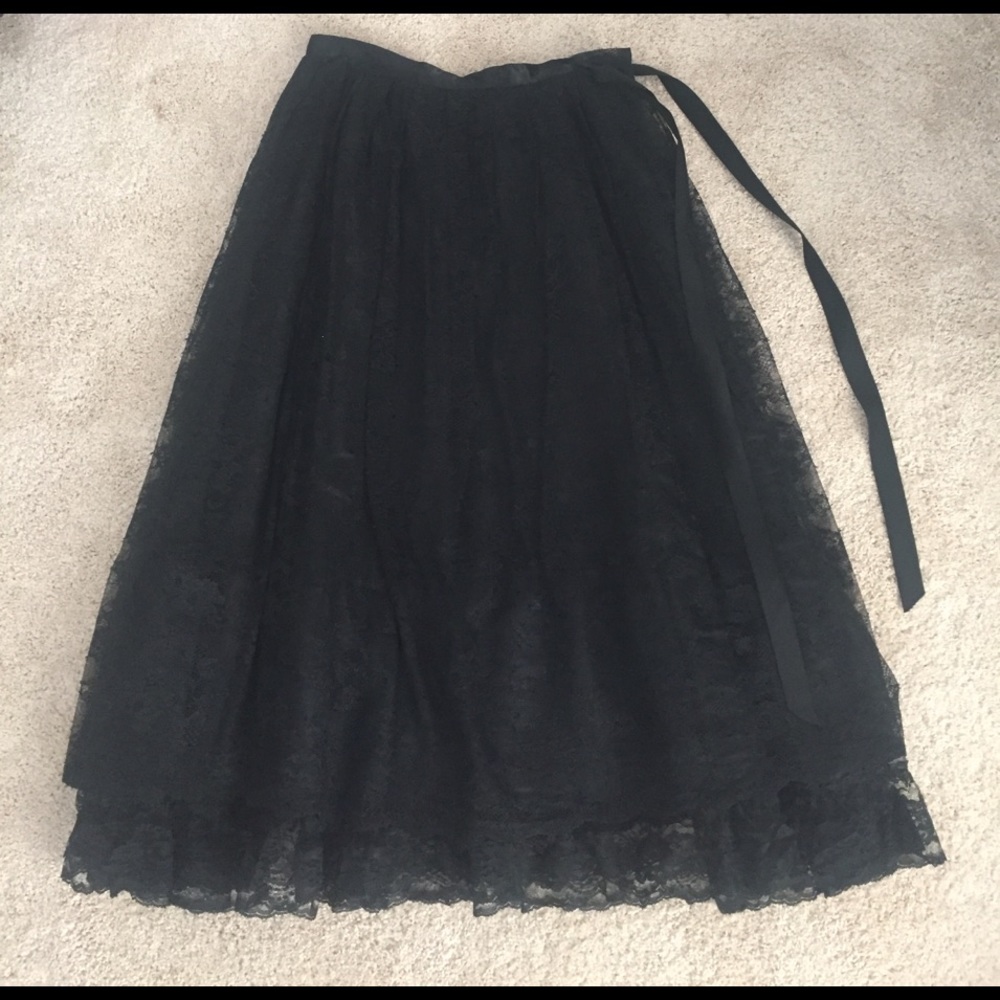 Oscar by Oscar de la Renta black midi skirt