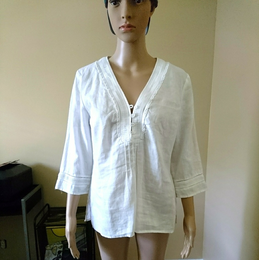 Coldwater Creek Linen Blouse, size Petite Medium
