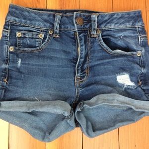 american eagle dark wash jean shorts