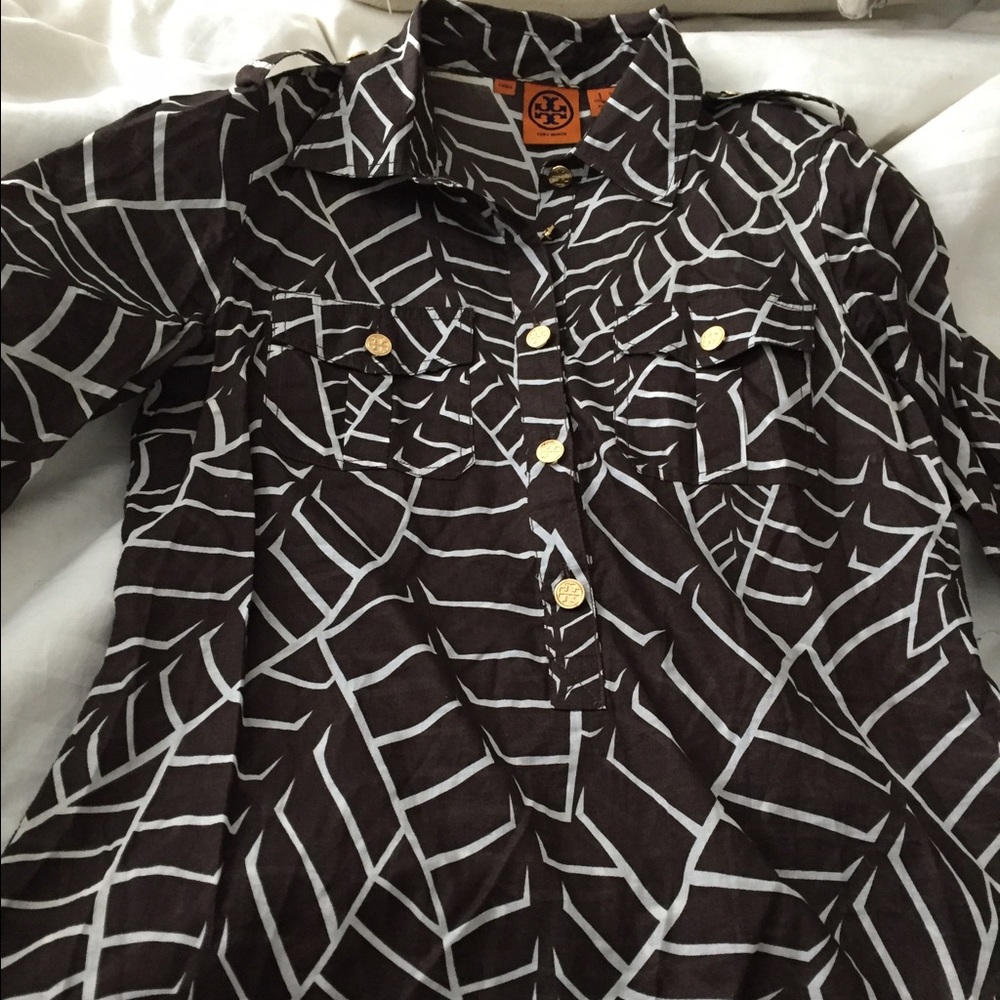 TORY BURCH cotton tunic with logo buttons