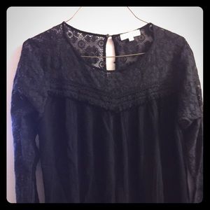 Black cloth and lace blouse