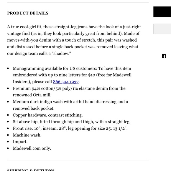 🚫SOLD🚫🆕MADEWELL cruiser straight jeans - Picture 4 of 4