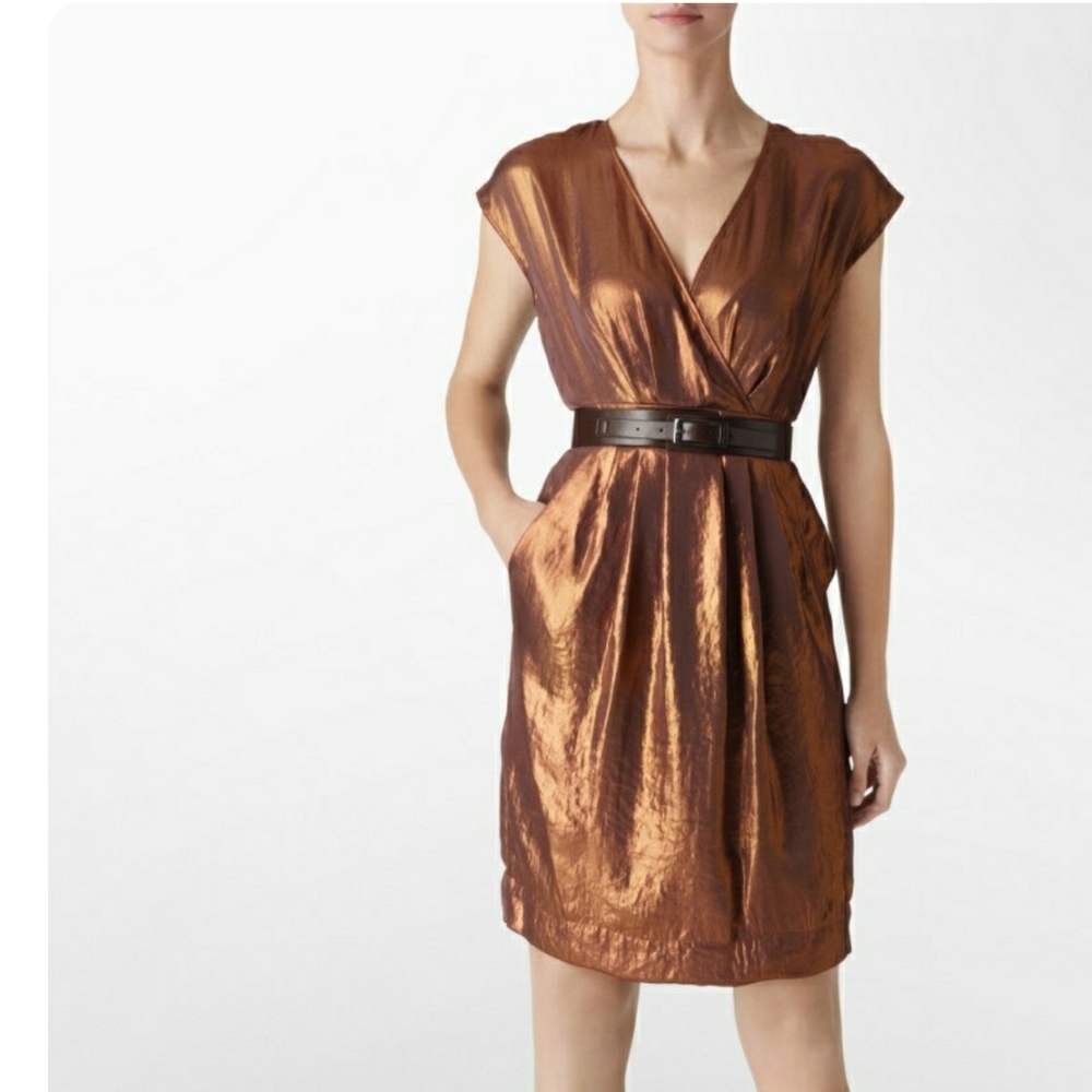 Calvin Klein Bronze Metallic Sheath Dress - Gem