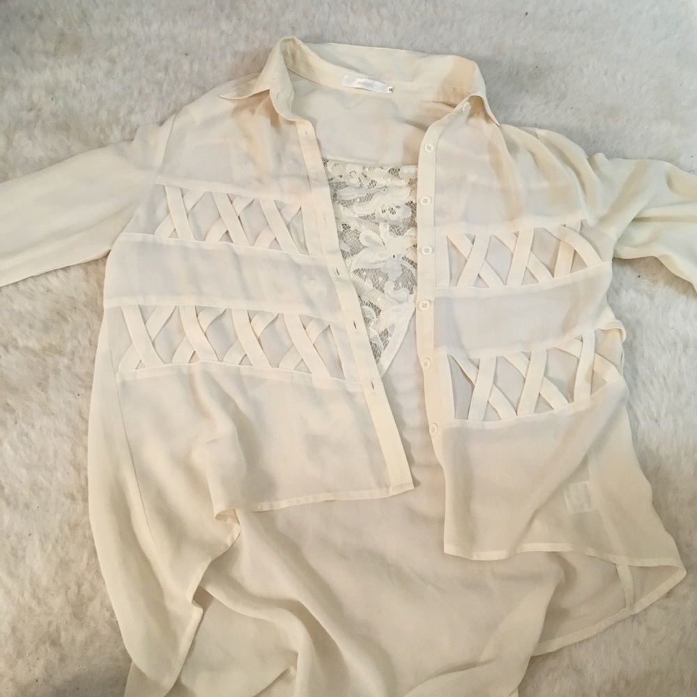 Cream high low blouse from LF